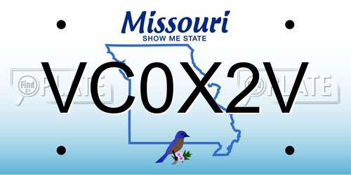 VC0X2V Missouri License Plate