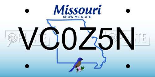 VC0Z5N Missouri License Plate