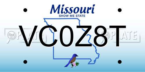 VC0Z8T Missouri License Plate