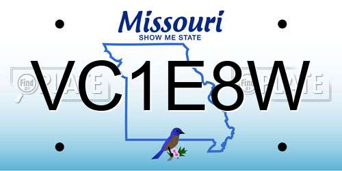 VC1E8W Missouri License Plate