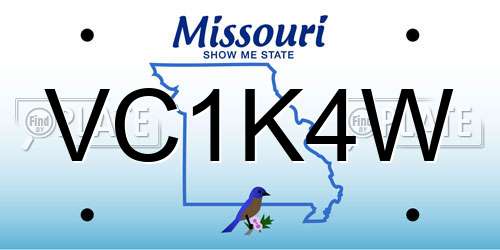 VC1K4W Missouri License Plate
