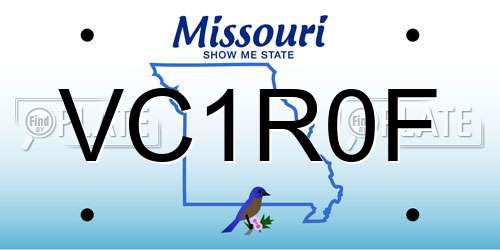 VC1R0F Missouri License Plate