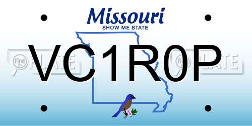 VC1R0P Missouri License Plate