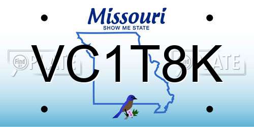 VC1T8K Missouri License Plate