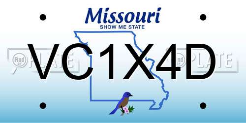 VC1X4D Missouri License Plate