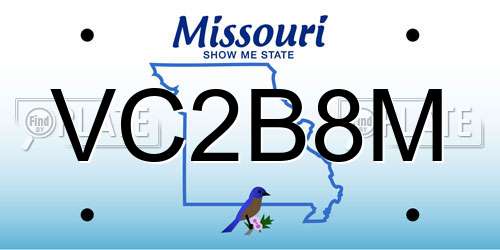 VC2B8M Missouri License Plate