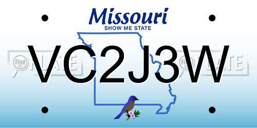 VC2J3W Missouri License Plate