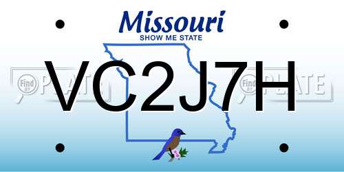 VC2J7H Missouri License Plate