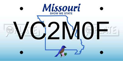 VC2M0F Missouri License Plate