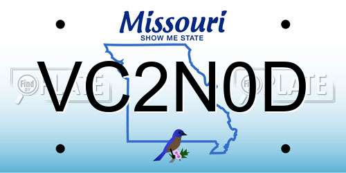 VC2N0D Missouri License Plate