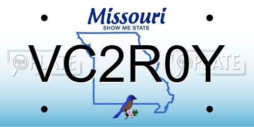 VC2R0Y Missouri License Plate