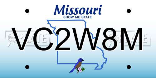 VC2W8M Missouri License Plate