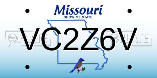 VC2Z6V Missouri License Plate