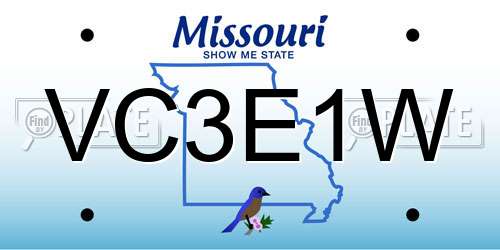 VC3E1W Missouri License Plate