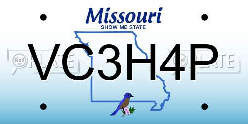 VC3H4P Missouri License Plate
