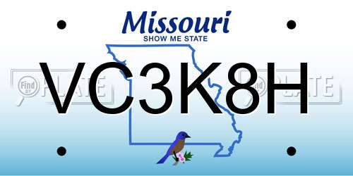 VC3K8H Missouri License Plate