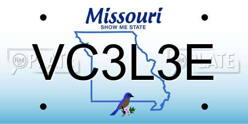 VC3L3E Missouri License Plate