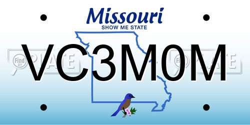 VC3M0M Missouri License Plate