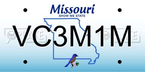 VC3M1M Missouri License Plate