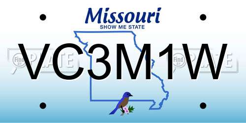 VC3M1W Missouri License Plate