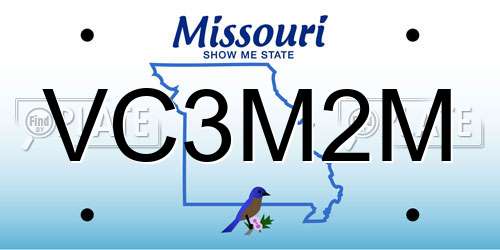 VC3M2M Missouri License Plate