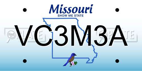 VC3M3A Missouri License Plate