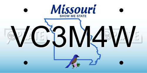 VC3M4W Missouri License Plate