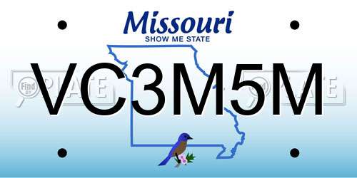 VC3M5M Missouri License Plate