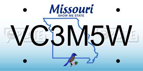 VC3M5W Missouri License Plate