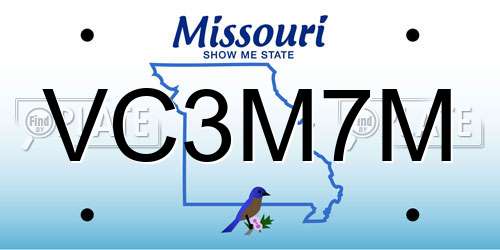 VC3M7M Missouri License Plate