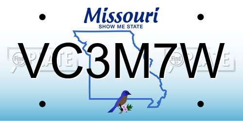 VC3M7W Missouri License Plate