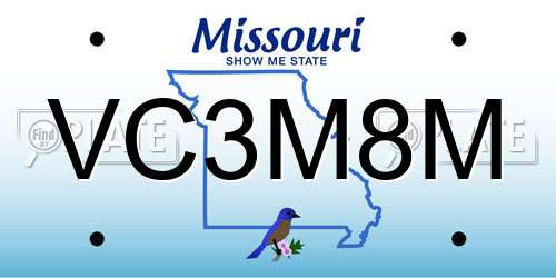 VC3M8M Missouri License Plate