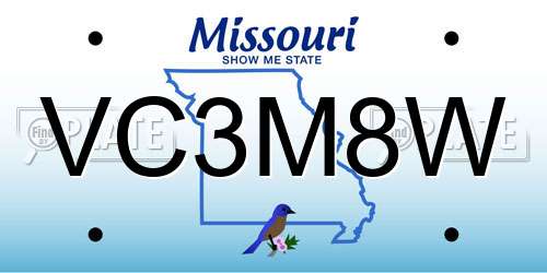 VC3M8W Missouri License Plate