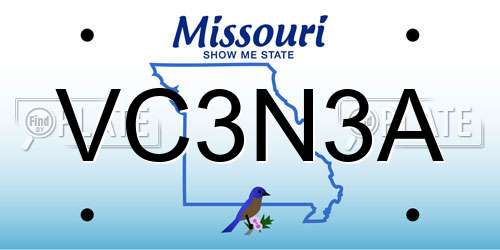 VC3N3A Missouri License Plate