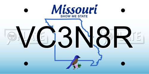 VC3N8R Missouri License Plate
