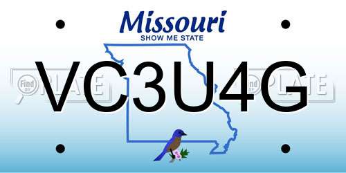 VC3U4G Missouri License Plate