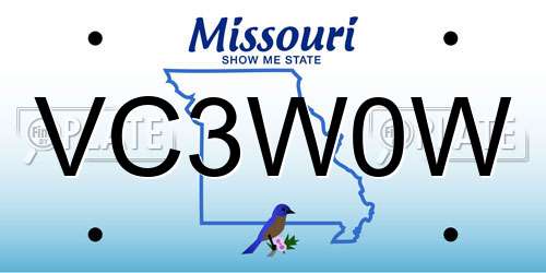 VC3W0W Missouri License Plate