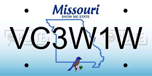 VC3W1W Missouri License Plate
