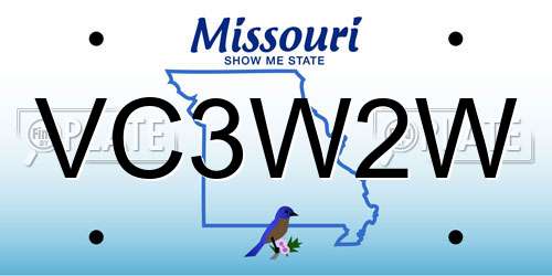 VC3W2W Missouri License Plate