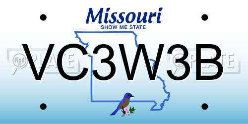 VC3W3B Missouri License Plate
