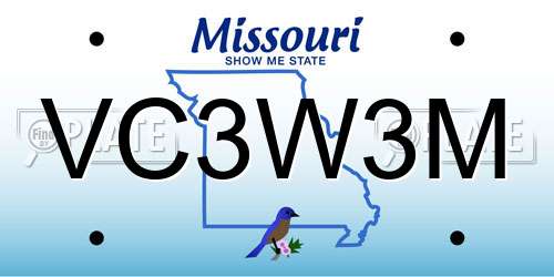 VC3W3M Missouri License Plate