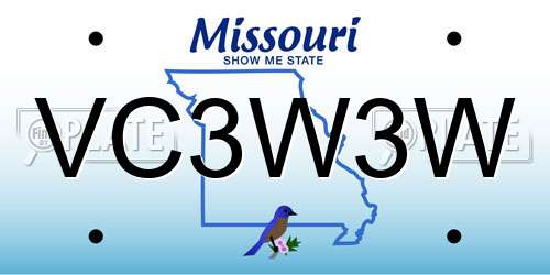 VC3W3W Missouri License Plate
