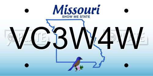 VC3W4W Missouri License Plate