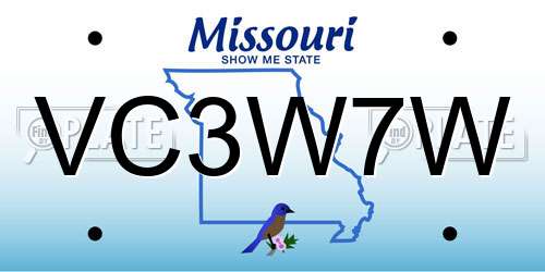 VC3W7W Missouri License Plate
