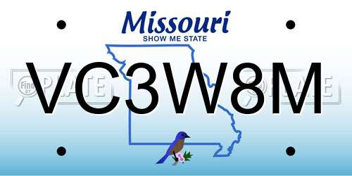 VC3W8M Missouri License Plate