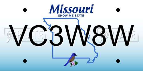 VC3W8W Missouri License Plate
