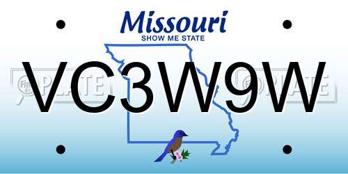 VC3W9W Missouri License Plate