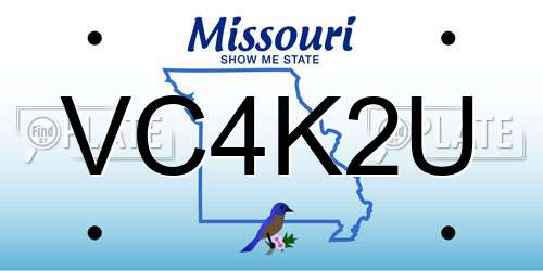 VC4K2U Missouri License Plate