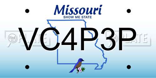 VC4P3P Missouri License Plate
