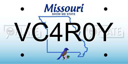 VC4R0Y Missouri License Plate